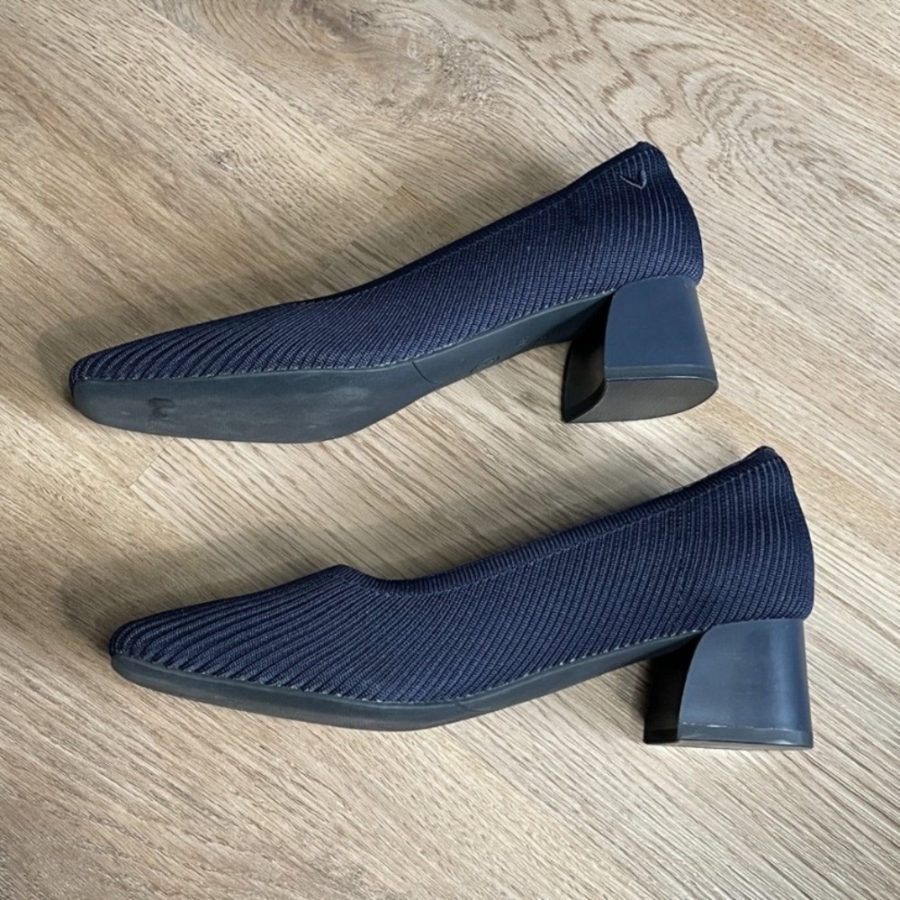 VIVAIA Melody Square Toe Chunky Heels navy blue size EU 36.5 us 6 - Picture 6 of 10